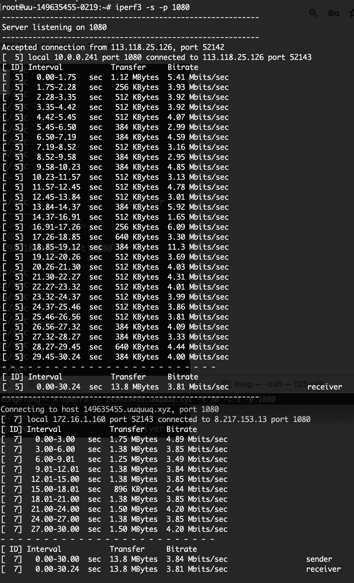 alibaba cloud iperf3 test